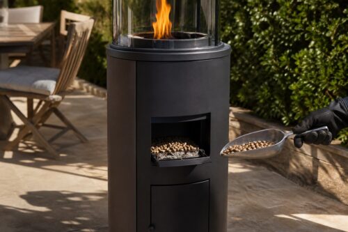 Contrôle du brûleur d’un chauffage de terrasse à pellets avant utilisation
