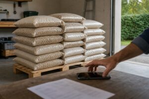 Palette de pellets à contrôler avant paiement du vendeur