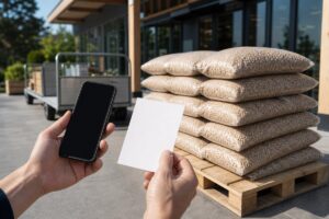 Palette de pellets prête pour un retrait magasin