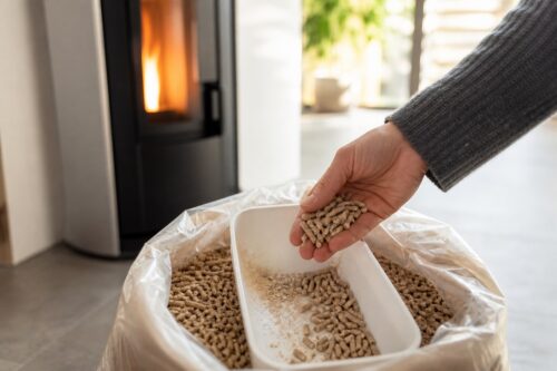Contrôle de pellets dans un bac avant stockage