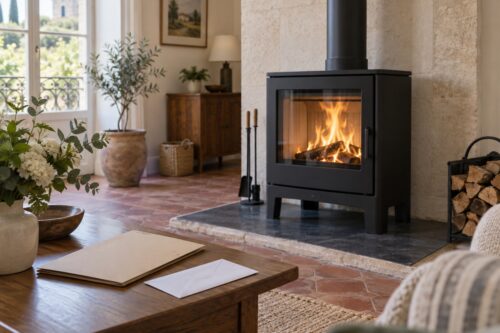 Poêle à bois installé avec dossier d’assurance habitation