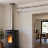 Poêle à granulés avec une gaine d’air chaud vers une pièce voisine